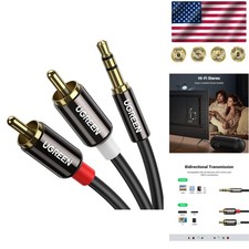 6.6FT RCA Male to Aux Cable - Gold-Plated Tangle-Free Design for Optimal Sound