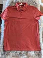All in Motion Men's Red Polo Shirt Size L Short Sleeve Collared Striped Button