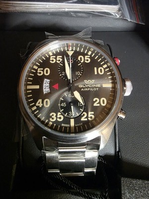 Glycine GL0356 Airpilot Chrono Swiss movement 44 Men Watch NEW