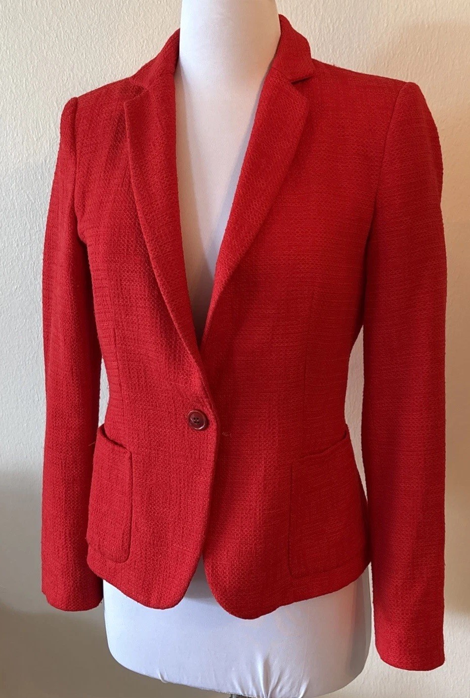 ZARA basic Red Button Side Pockets Blazer Jacket~… - image 2