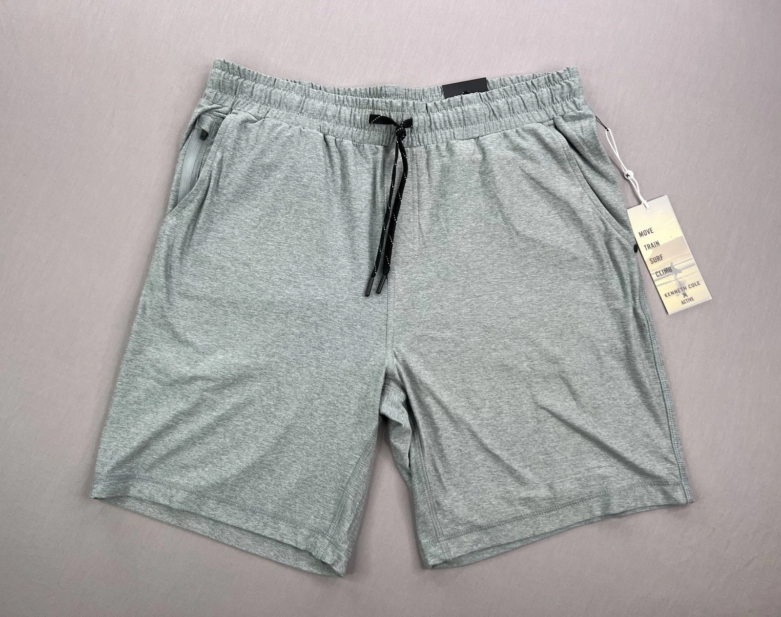 Kenneth Cole Mens Heather Gray Active Athletic Tech Shorts Sz L - $69