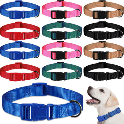 12 Pieces Nylon Dog Collar Bulk, Adjustable Dog Collars with Quick Release Bu...