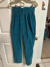 Bottom Line 80s 90s High Waisted Pants Corduroy Teal Green Med 9/10 26x31 Hip