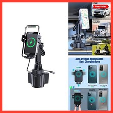 Wireless Car Charger 15W Fast Charging Cup Holder Mount Auto Sensing Phone
