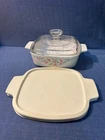 Vintage Corningware Pyrex 1 liter RoseMarie Casserole Dish  With 2 Lids