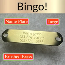 Custom Engraved NAME PLATE Engraved Dog Tags Personalized COLLAR BRUSHED BRASS