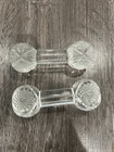 Two Large Vintage Clear Cut Glass Barbell Knife Rest 4.5 inches — photo 1