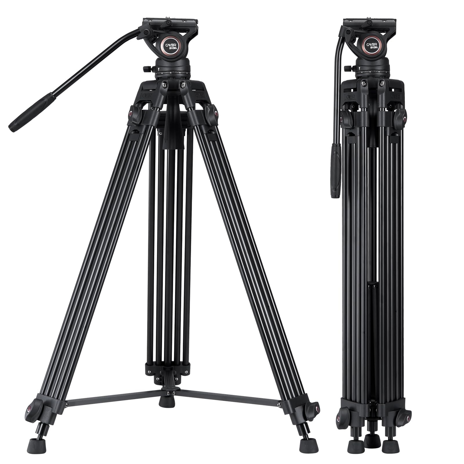 Video Tripod System, BV30L 72 inch- Professional Heavy Duty Aluminum Twin Tub...