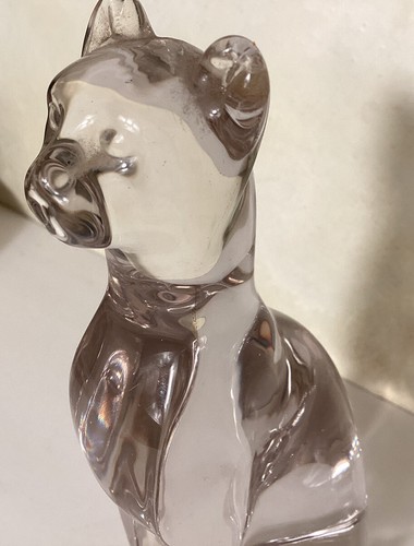 "Estatuilla de gato de vidrio transparente vintage Silvestri Taiwán ROC 6,5"" de alto" - Imagen 3 de 10