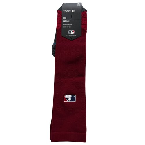 Stance Kids Baseball Socks YL Dark Red Over-The-Calf Height Performance Blend - Picture 3 of 9