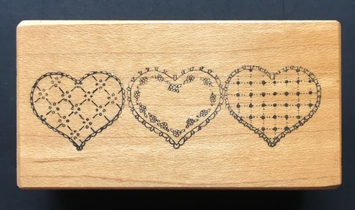VALENTINE HEARTS LACE DETAIL LOVE SYMBOL BORDER PSX E-789 Wood Rubber Stamp - Picture 1 of 3