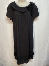 R M Richards Womens Dark Gray SS Flower Embellished Dress Sz 12
