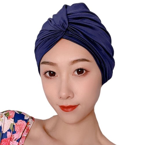 Pleated Summer Swim Turban Cap Knotted Hot Spring Bathing Hat Long Short Hair - Picture 21 of 23