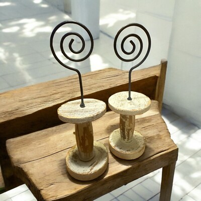 Photo/Table Number Spool Decor Holder Wood/metal 2 included.