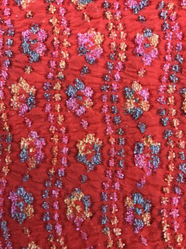 Vintage Knit Fabric Orange, Pink, Blue, Yellow 2.7 yrds 62" Wide Textured - Picture 2 of 5