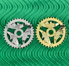 F&R VINTAGE LOWRIDER 36T STEEL 3D WING STYLE SPROCKET 1/2 X 1/8 1PC CRANK.