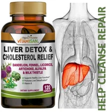Best Liver Cleanse Repair Pills Detox Cleanser Supplements Men Women Care 120 