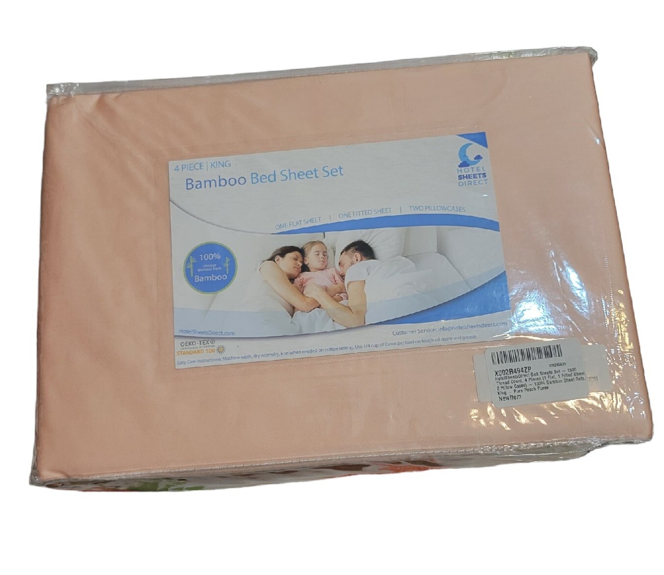 Bamboo Bed Sheets Super Soft Cooling Luxury Solid Peach Sheet Set-image