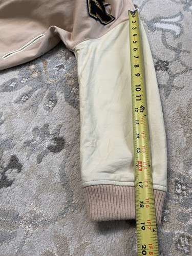 ZARA Girls Varsity Baseball Jacket Bomber Cream Blush SZ 10years Leather Sleeve - Picture 17 of 22