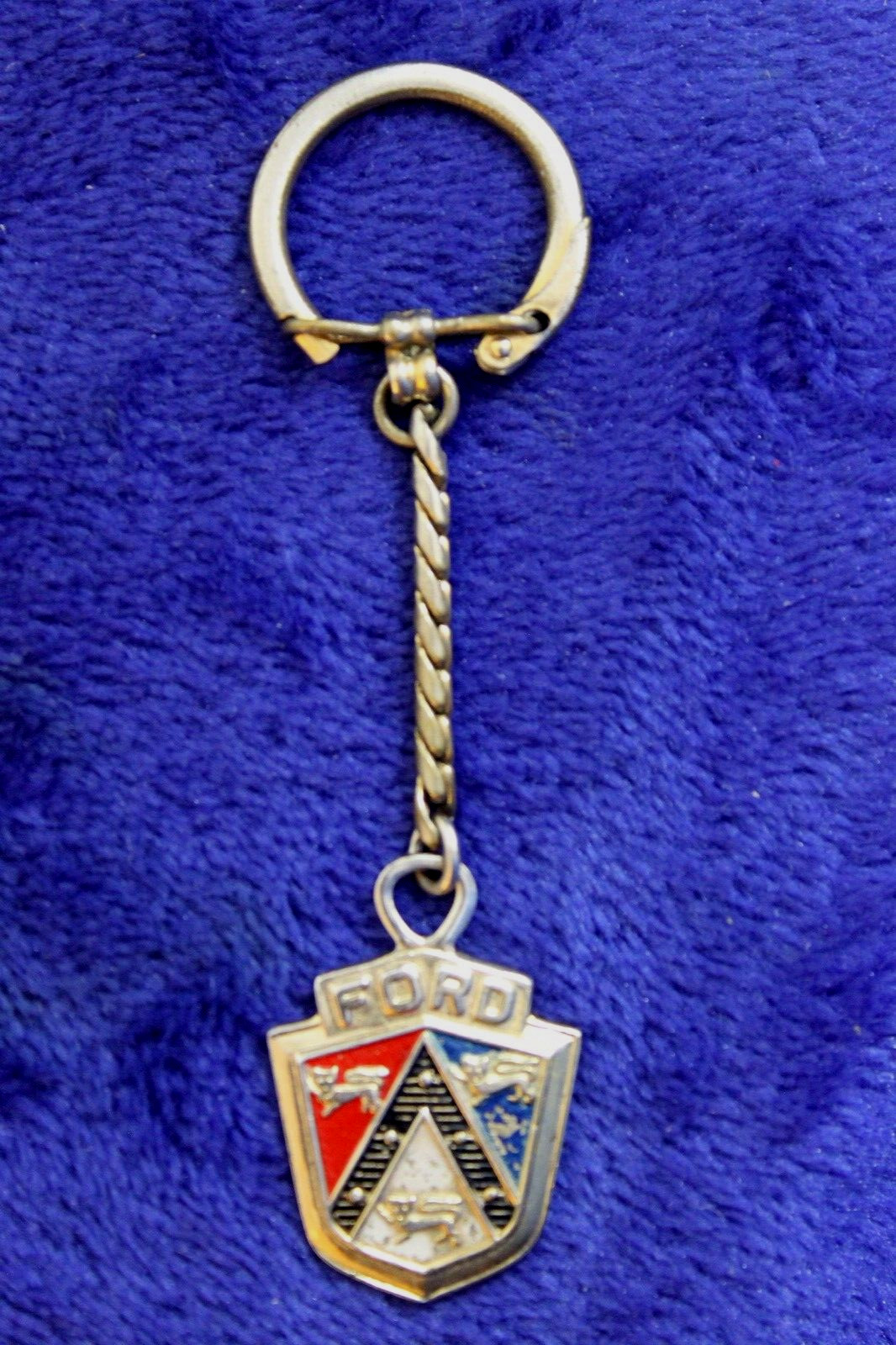 Vintage Ford Crest Leather Key Fob Key Ring Key Chain Accessory Galaxie Falcon