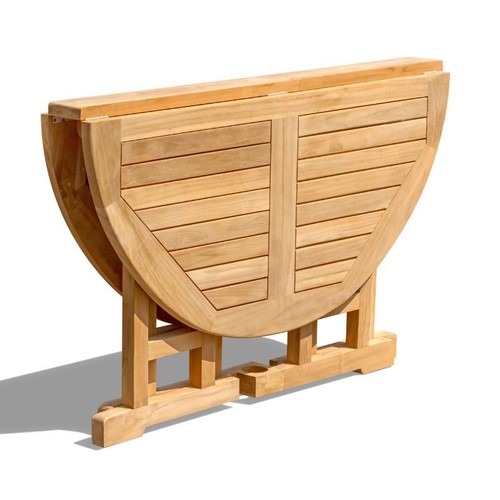 Teak Outdoor Folding Table, Drop-Leaf - Berwick Range - 1.2m - Shape Options - Picture 10 of 12