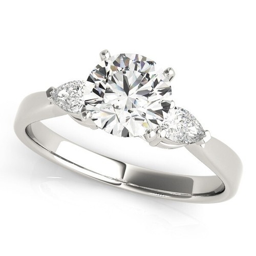 950 Platinum Lab Grown 5.00 CT F/VS IGI Round Diamond Trilogy Engagement Ring - Picture 4 of 13