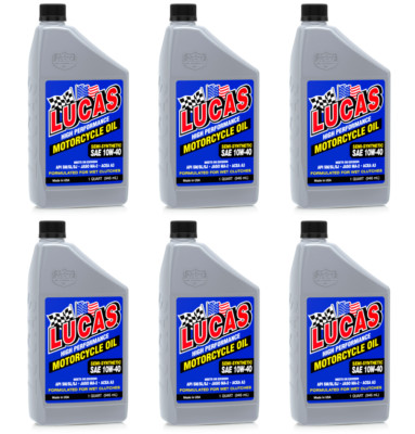 Lucas 10710 10W40 Semi-Synthetic Motorcycle Oil; Case of 6 - 1 Quart Bottles