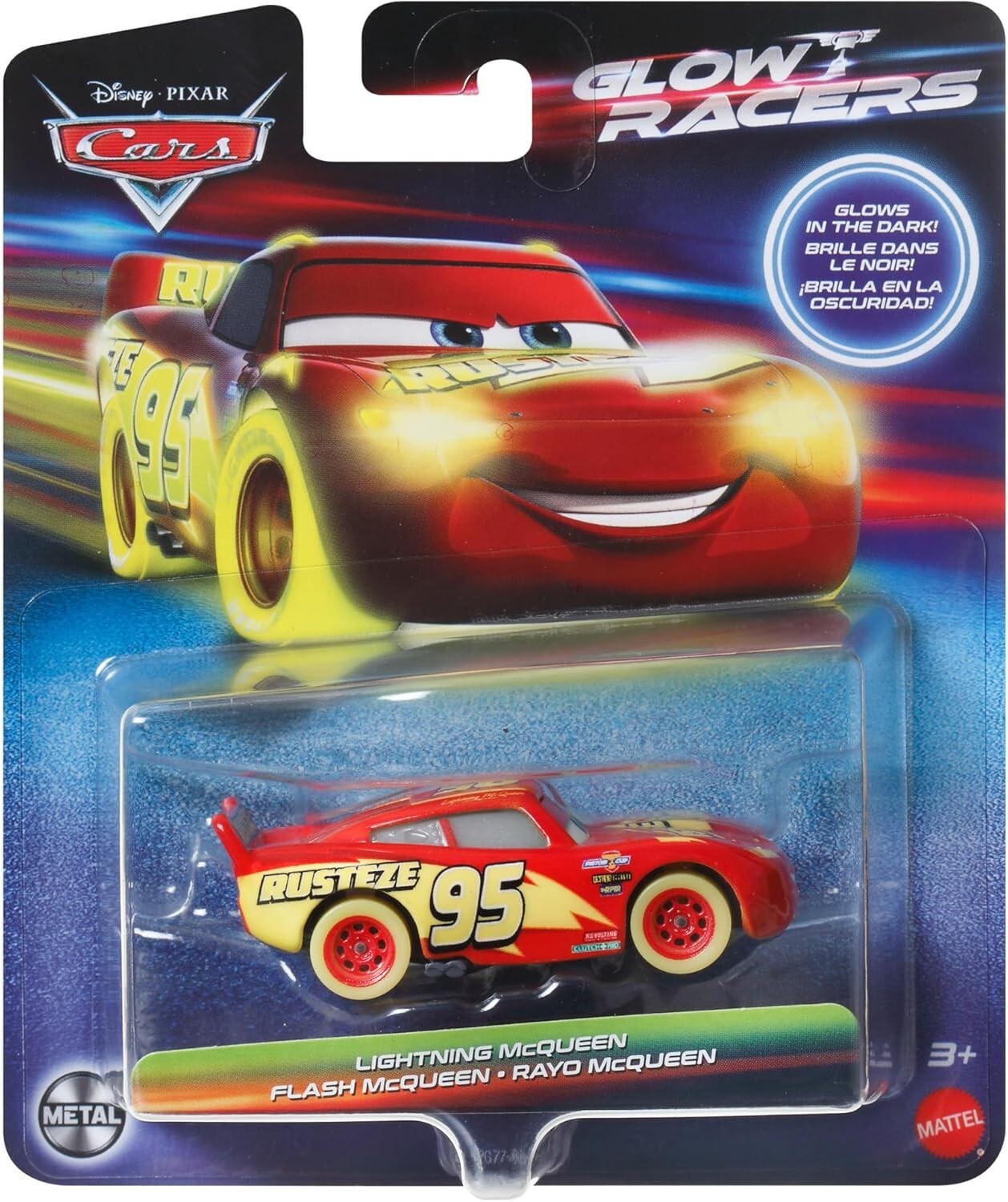 MACCHININA CARS GLOW RACERS SAETTA McQUEEN MATTEL HPG76