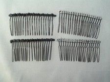VINTAGE BLACK  WHITE SEED BEADED METAL SLIDE HAIR COMB SETS HAIR ACCESSORY