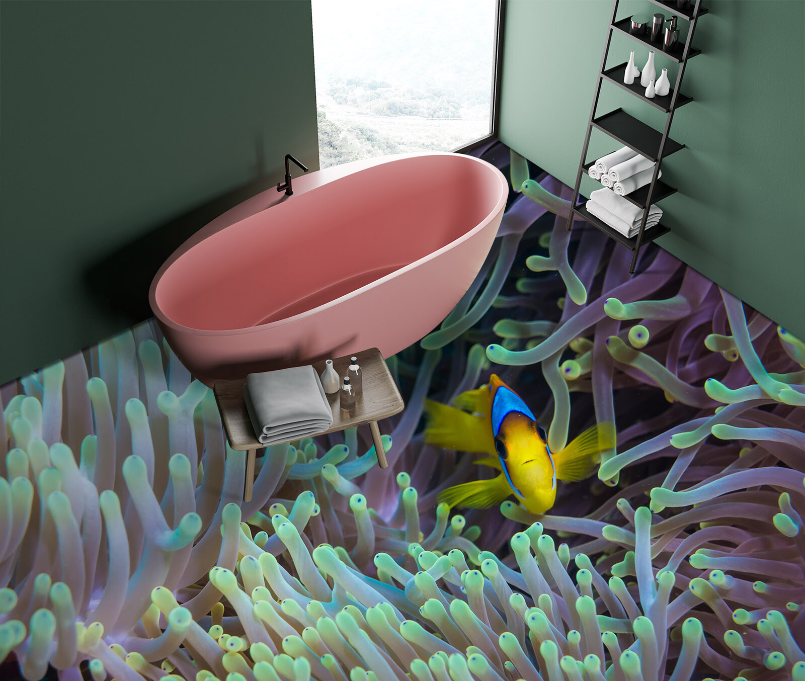 3D Yellow Seaweed PKE1260 Floor WallPaper Murals Wallpaper Mural Print Bea