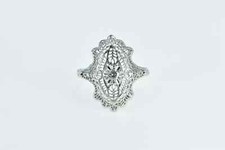 Art Deco Style Filigree Lab created Diamond Anniversary 14k White Gold FN Ring