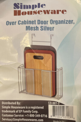 NEW SimpleHouseware Over Cabinet Door Organizer Mesh Silver FREE SHIPPING