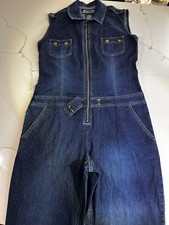 VTG Stephen Hardy Jeans Squeeze Stretch Dark Wash sleeveless denim jumpsuit 13
