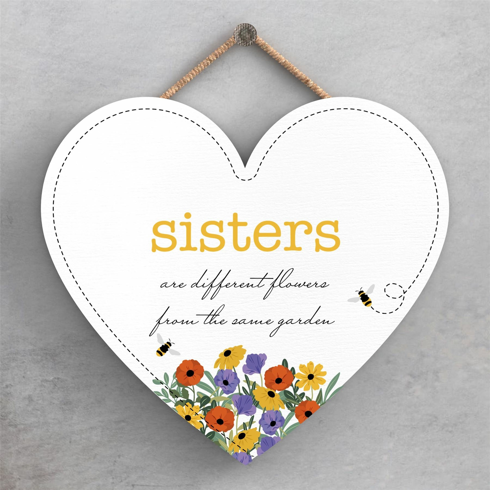SISTERS ARE DIFFERENT FLOWERS FROM THE SAME GARDEN SPRING MEADOW THEME PLAQUE