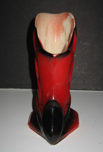 Vintage Retro Shawnee Keramik Retro kleine schwarz-rote Vase USA 6" hoch - Bild 2 von 6