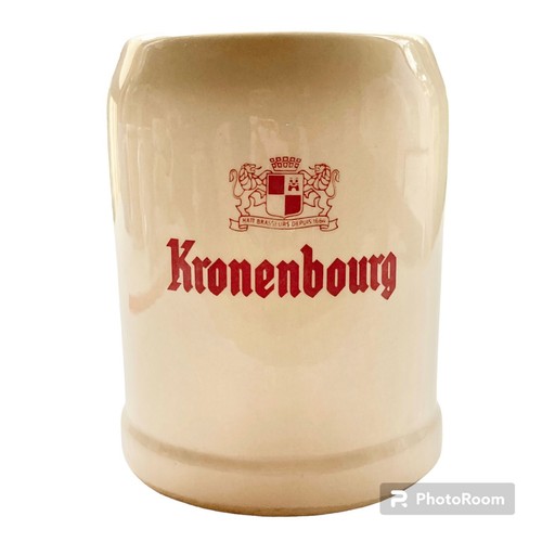Vintage Kronenbourg Beer Stein Ceramic Mug French Brewery Baudour Belgium 0.5L - Picture 3 of 15