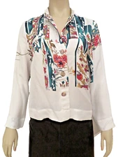 Citron Santa Monica Women's Silk Size S M Top Blouse Shirt Tunic Oriental Floral