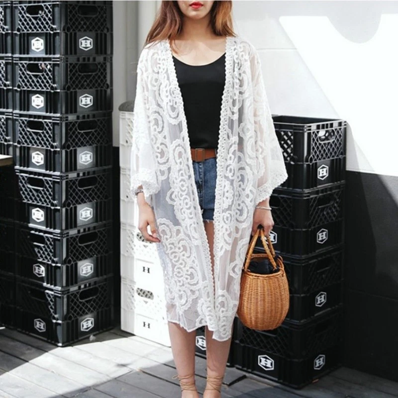 White store beach cardigan