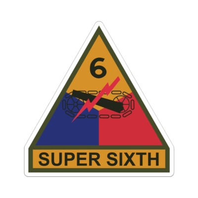 Kiss-Cut Stickers - SSI - 6th Armored Division w Name Tape