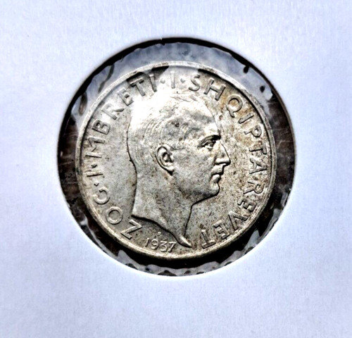 Silver Coin Albania 1 Frang 1937
