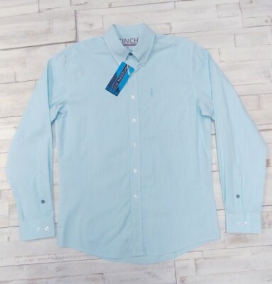 Men's Cinch Long-Sleeve Button Up Shirt Light Blue Stripe MTW1347054  LTB
