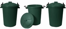 Image of 3 x 50L Multipurpose Plastic Dustbins – Clip Lock Lid Garbage & Storage Bins