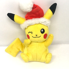 TOMY POKEMON PIKACHU with Santa Hat 9" Plush Stuffed Animal Christmas Holiday