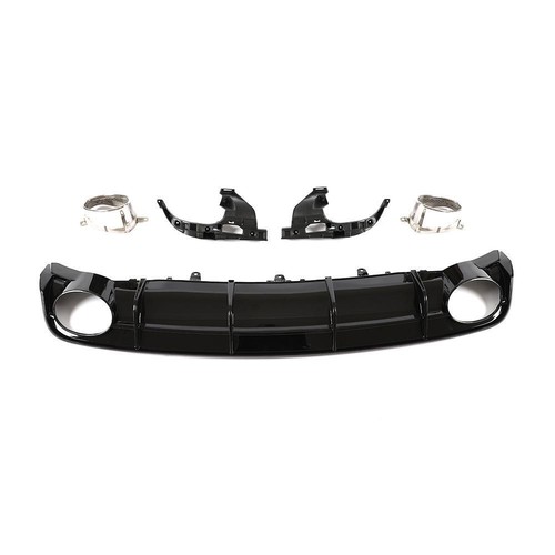 Gloss Black Rear Bumper Diffuser Lip W/Exhaust Tips For Audi S6 C7 A6 Sline 15UP - Picture 5 of 12