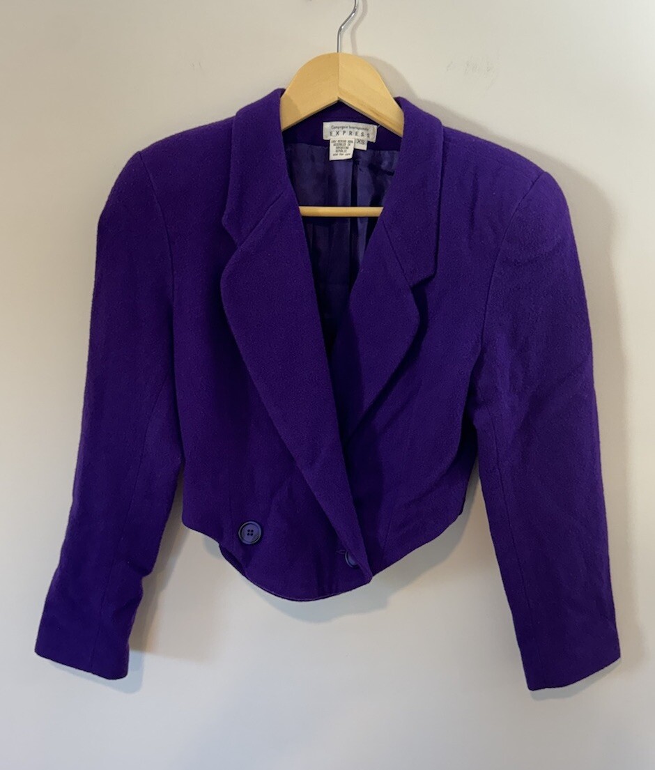 Vintage Cropped Blazer Jacket in Purple, Women’s size XS