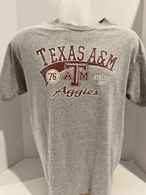 Texas A&M Aggies T Shirt Athletic Dept. Men's Medium Hanes Gray NCAA Front Logo