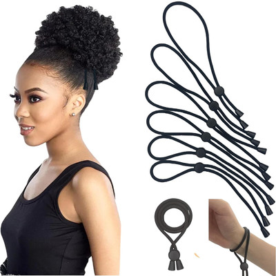 Adjustable Hair Ties for Thick, Curly Hairstyles - Afro Puffs, Ponytails, Locs, 