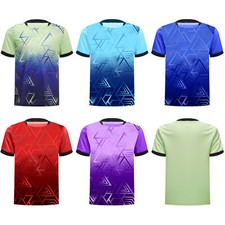 Kids Boys Sports Top Training Jersey Short Sleeve T-shirt Geometric Print