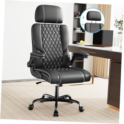 Executive Leather Office Chair, Comfy Desk Chair with Adjustable Black