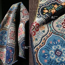Vintage BOHO French Jacquard Tapestry Upholstery Decorative Sewing Fabric BTHY